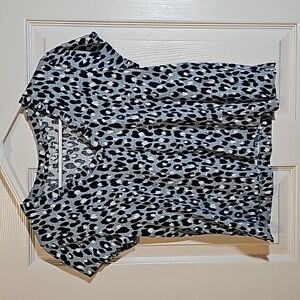 LOFT Animal Print Tee Blue Cotton Size M